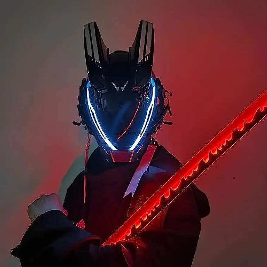 JAUPTO Punk Mask for Men, LED Mask for Women,Futuristic Punk Techwear, Cosplay Halloween Fit Party Music Festival Accessories