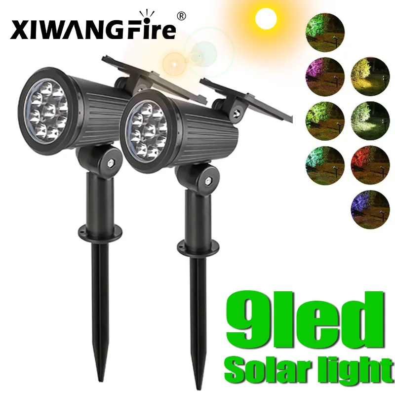 2/9 Led lampa zasilana energią słoneczną regulowany reflektor słoneczny w ziemi IP65 wodoodporny kinkiet krajobrazowy oświetlenie zewnętrzne