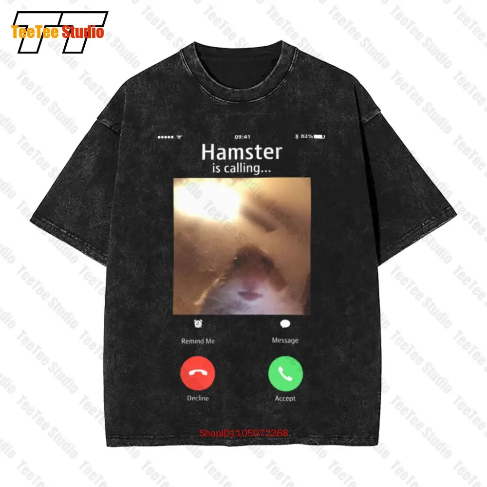New Limited Meme Hamster Staring Front Camera Calling Funny Vintage Oversized T-Shirt S 3Xl JDAA