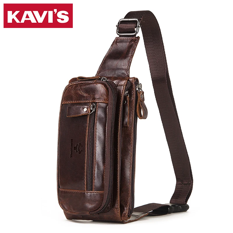 

100% Genuine Leather Waist Belt Bag for Men Genuine Leather Vintage Chest Bag for Travel High Quality Multifunction Sling Bag