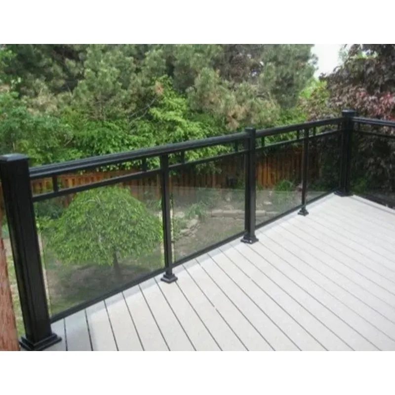 Office building residential custom frosted glass railing adjustable height balcony safety barrier