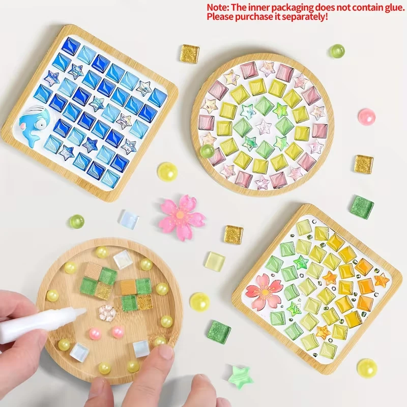 Mica Coaster DIY Glass Mosaic Coaster Kit–Creative Coaster,Handmade Decor Gift,Heat-Insulating Coaster (Self-Assembly Required)