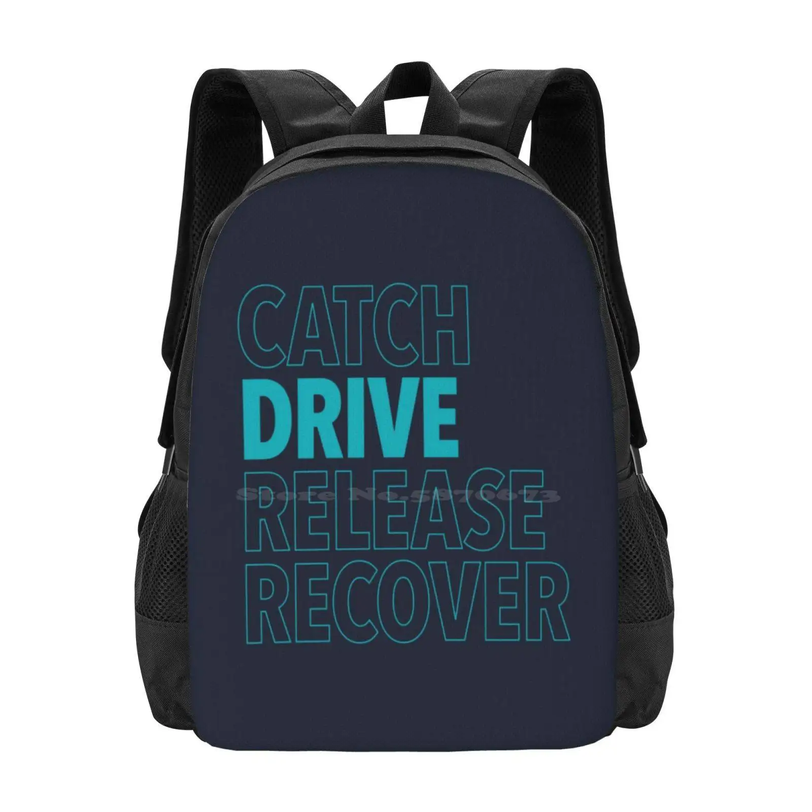 Catch , Drive , Release , Recover ( Aqua ) Large Capacity School Backpack Laptop Bags Rower Varsity Rowing Collegiate Rowing