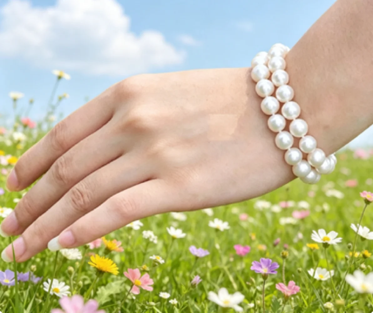 

Natural Akoya Pearl Bracelet 6-7mm/7-8mm 925 Rose Buckle Double layered Fashion Bracelet 7.5-8in * Supports Customized Sizes