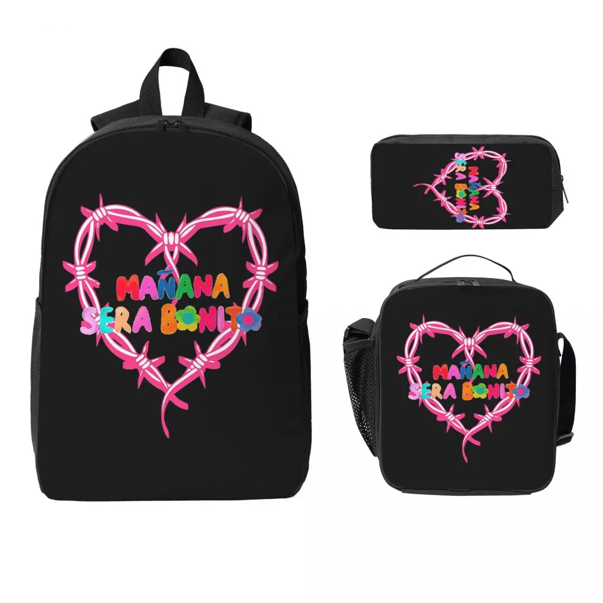 

Karol G Manana Sera Bonito Backpack Student Boy Girl BookBag School Bag Laptop Shoulder Bags 3ps Insulated Lunch Bag Pencil Case