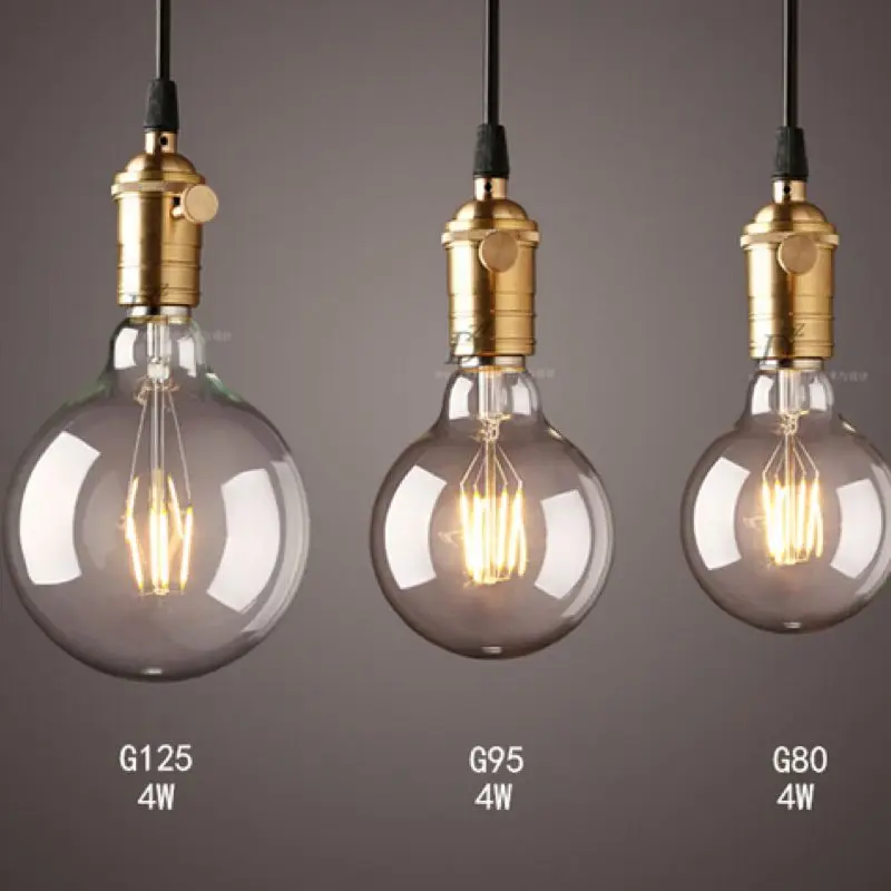 

LED bulb Edison bulb G80 G95 G125110V 220V E27 warm yellow restaurant coffee shop bar decoration pendant light