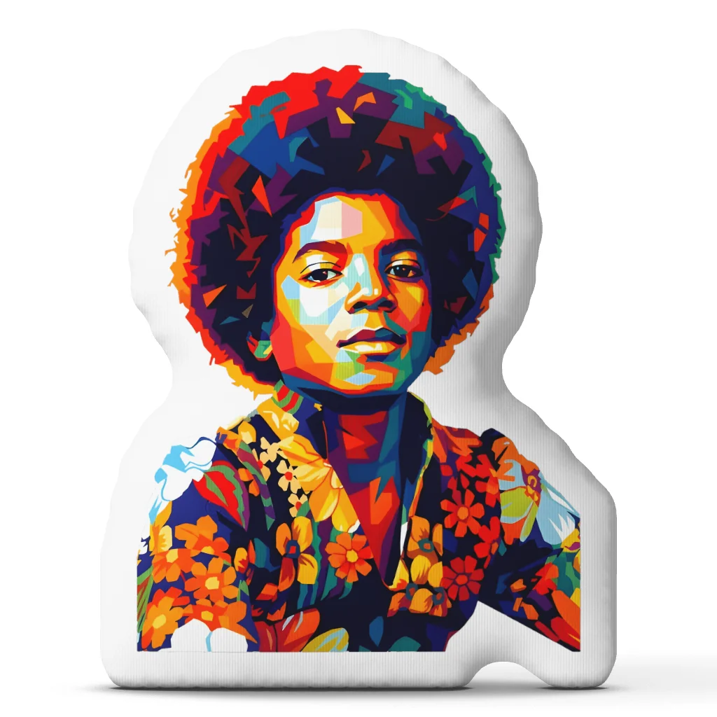 Young Michael Jackson Portrait Shaped Pillow Pop Music Icon Cushion Colorful Art Throw Pillow Sofa Decor Living Room Gift