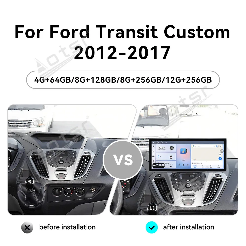 CarPlay 15.8’’ Android 15 For Ford Transit Custom 2012-2017 Car accessories Car GPS Navigation HD Screen Multimedia Player Head