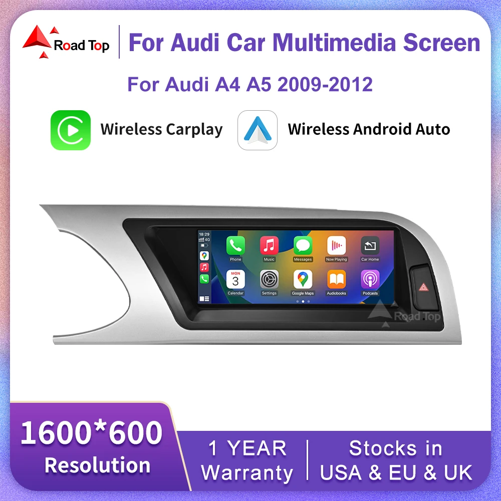 8.8inch Car Multimedia Radio Linux Screen For Audi A4 A5 2009-2012 with Wireless CarPlay Android Auto Airplay Miracast Function