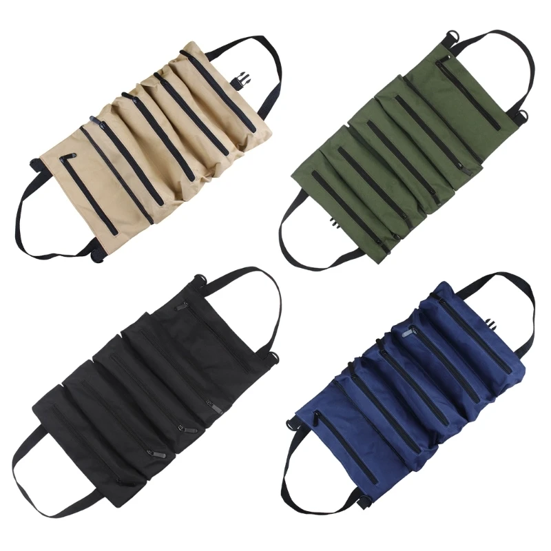 Electricians Tool Bag Portable Canvas Bag 5 Zipper Pockets for Car Motorcycle