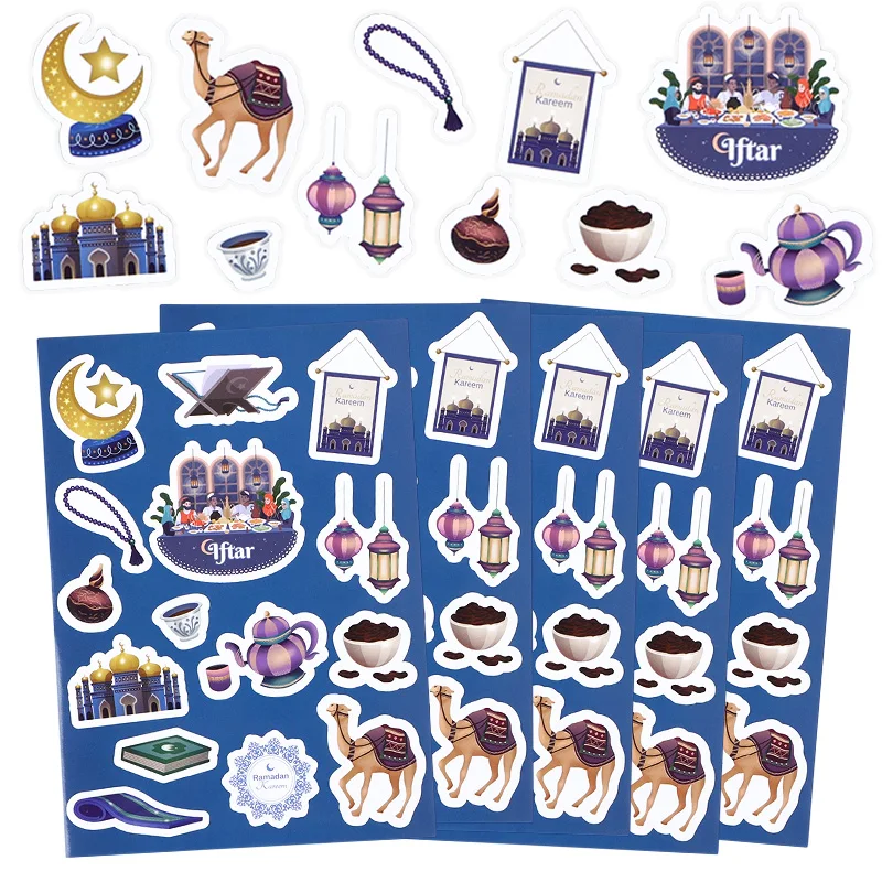 10 Blatt Eid Mubarak Dekorations-DIY-Aufkleber Islamische Muslimische Geschenktüten-Versiegelungsetiketten Ramadan Kareem Partyzubehör