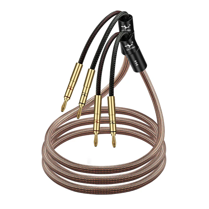 YYAUDIO 1Pcs HIFI Speaker Cable 6N OCC Copper 12AWG Audiophile Speaker Cable Gold Plated Banana Plug for Amplifier DVD CD