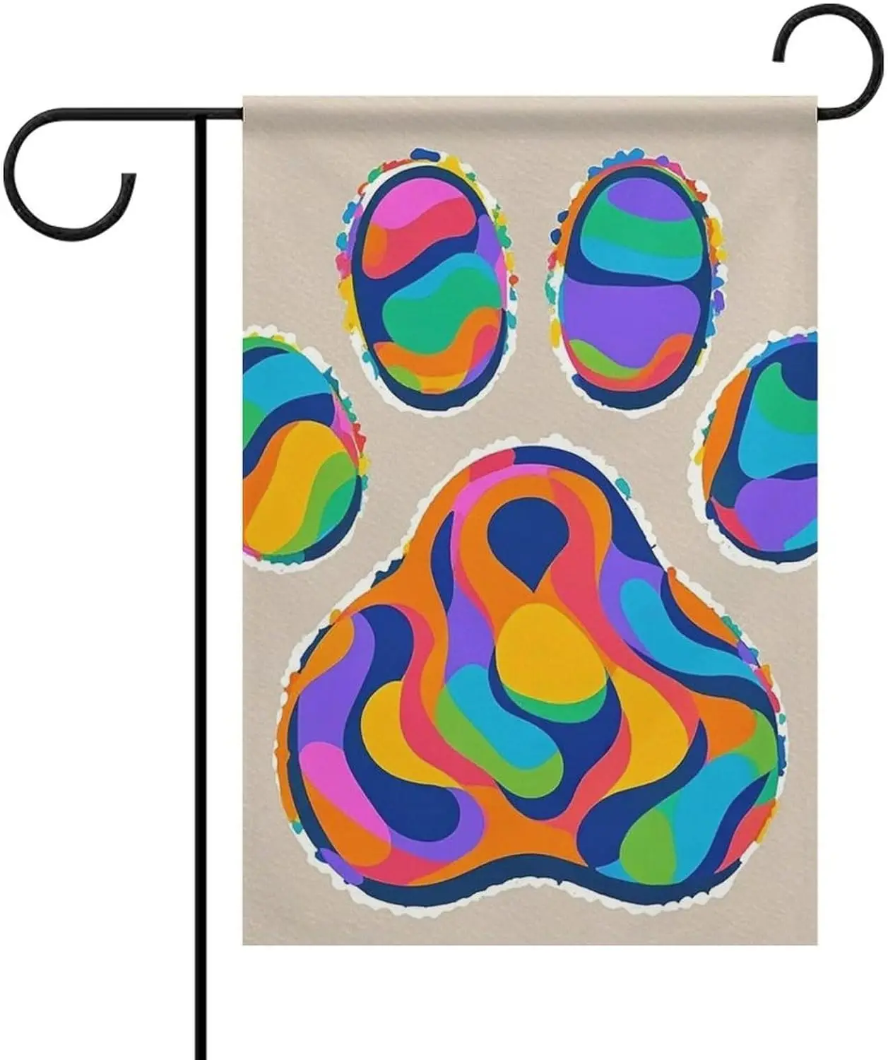 Spring Colorful Dog Paw Print Garden Flag Welcome Yard Flag Double Sided 12 X 18 Inch Seasonal Outside Flags Yard Patio Holi PPM