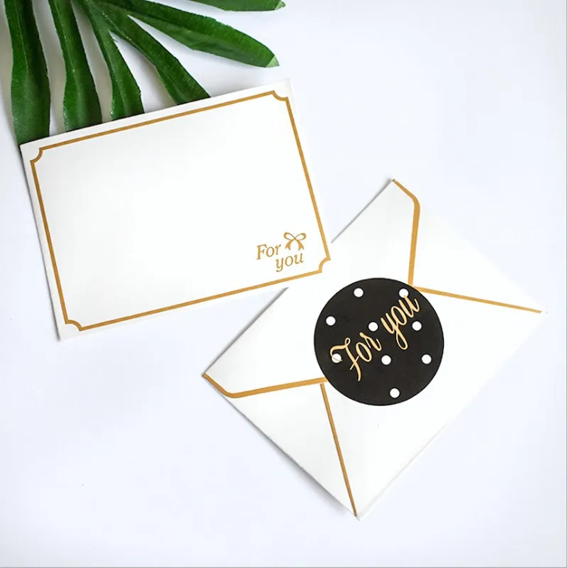 10pcs/pack  gold thank you card Thanks giving Day Card Love wedding Party cards Invitation with envelopechrismas