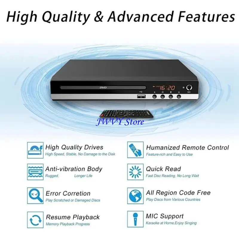 573A High Clear DVDs Player for IntelligentTV 1080P Output USB Input Support with Remote Functionality for Small Space
