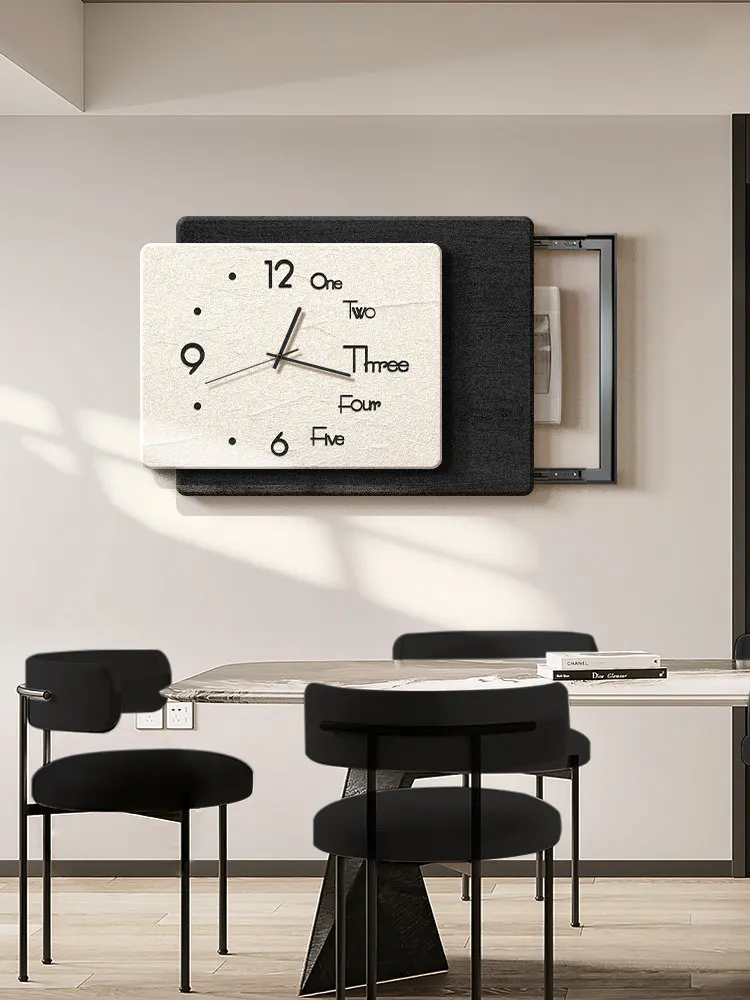 Simple Meter Decorative Painting Creative Distribution Weak Electric Switch Box Blocking Hanging Painting With Clock