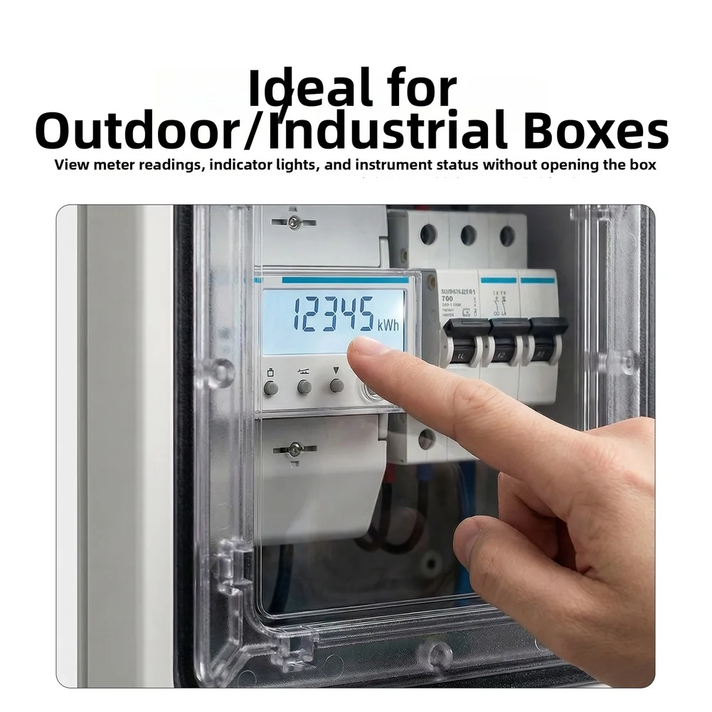 11.8x11.8cm PC Meter Viewing Window Transparent Shatterproof IP42 Sealed Flame Retardant for 118 Series Electrical Boxes