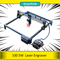 SCULPFUN S30 5W Laser Engraver Cutter, Automatic Air-assist, Replaceable Lens, 32-bit Motherboard, 410x400mm