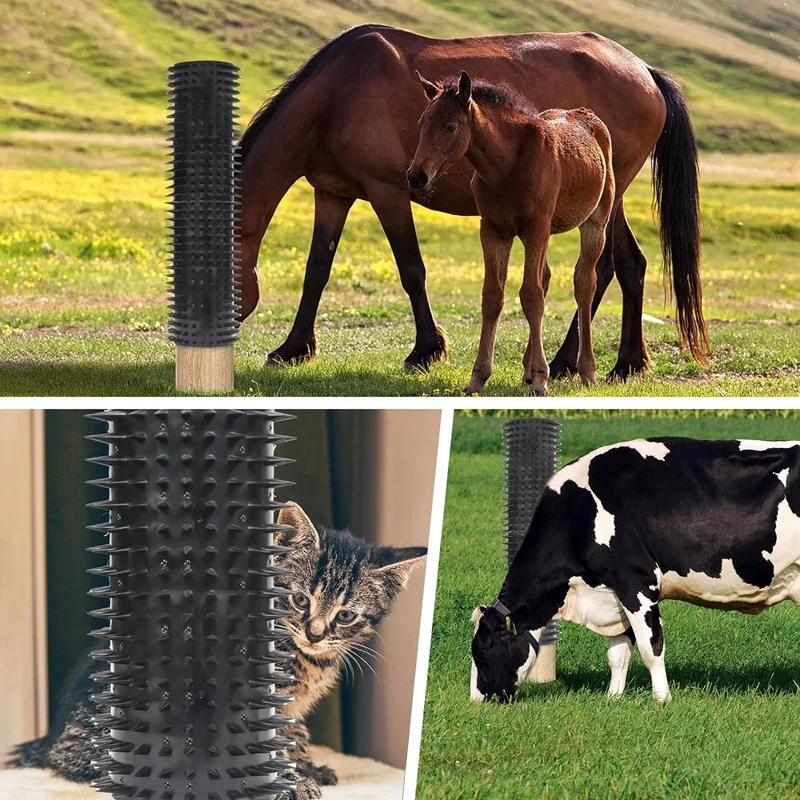 2Piece Horses & Bovine Massage Brush Kit Cow Brush Equine Scratcher Cow Scratching Post Cattle Soft Touch Itch Post