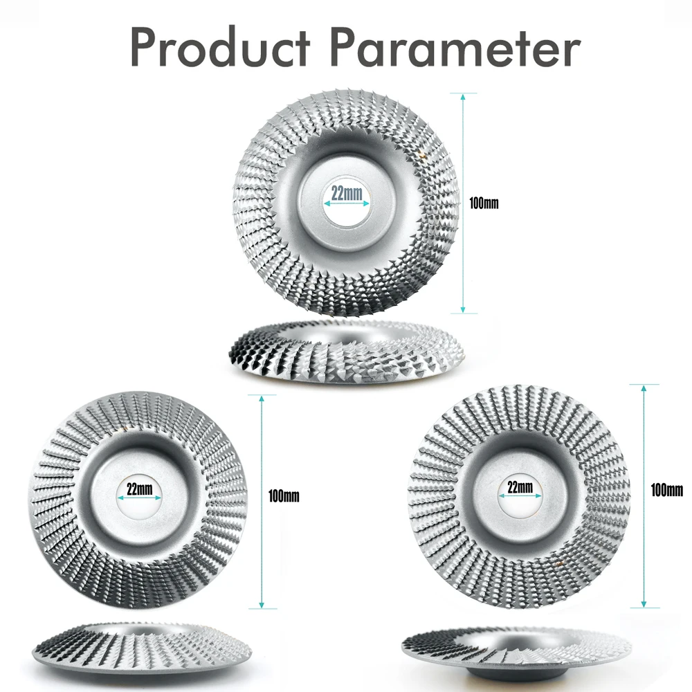Zestaw 3 szt. tarcz do rzeźbienia w drewnie do szlifierki kątowej 4" lub 4 1/2", tarcze do kształtowania drewna, tarcze szlifierskie do cięcia drewna