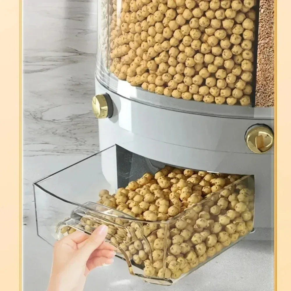 2/6.5kg Large Food Storage Container 360 Rotating Rice Grain Dispenser Sealed Dampproof Cereal Storage Box Kitchen Rice Barrel