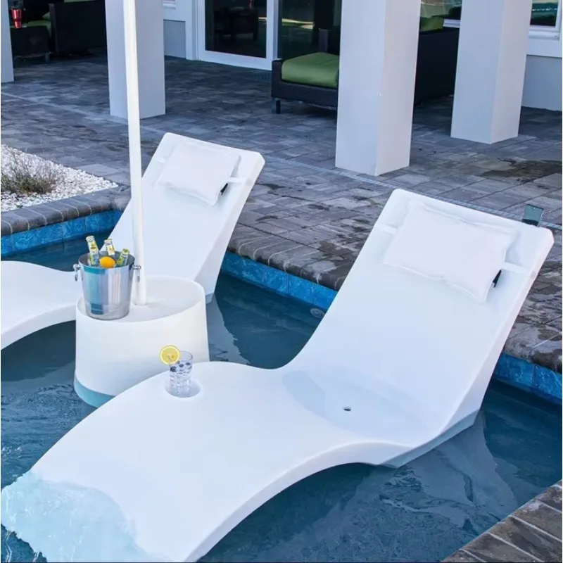 Pool chair beach furniture chairs sun lounger outdoor furnitures with hotel cup phone holder pool chair sun loungers