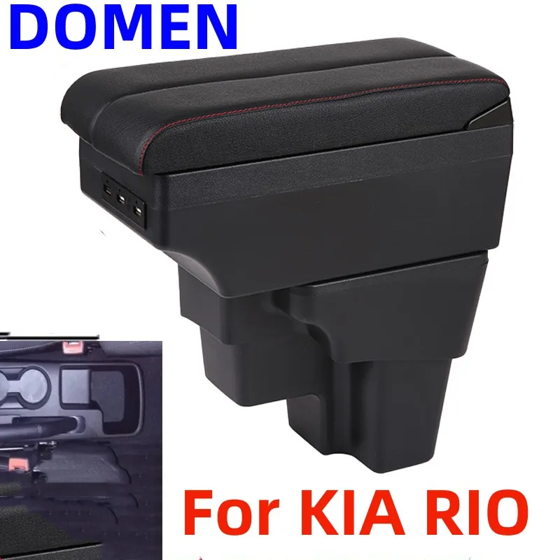 For KIA RIO Armrest box Interior Parts Car Central  Content With Retractable Cup Hole Large Space Dual Layer USB DOMEN