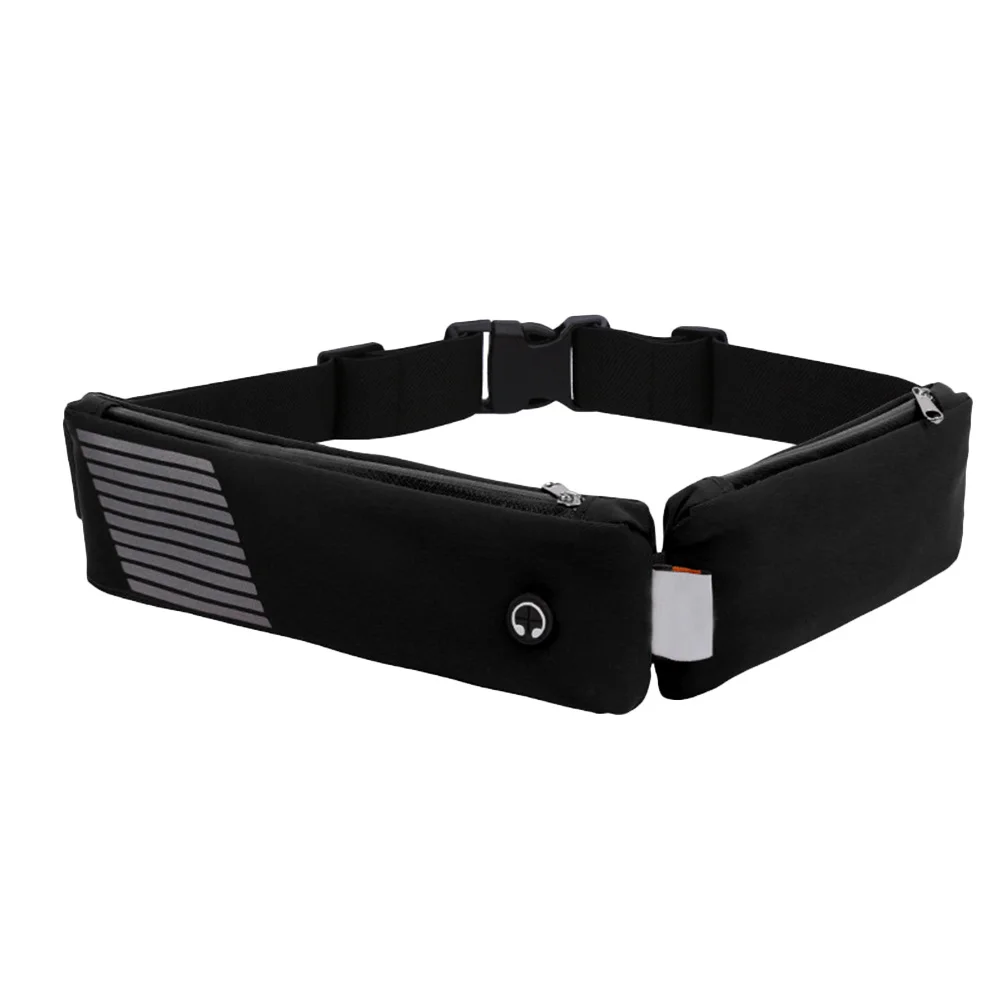 Outdoor Sports Waist Pouch Black Average Size Waterproof Running Belt Double Pocket Sweatproof Pocket Belt for Jogging Cycling