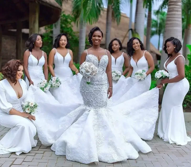 Robe de Mariée Sirène Africaine Personnalisée, en Dentelle Noire, Grande Taille, Quelle que soit la Mariée Faite à la Main