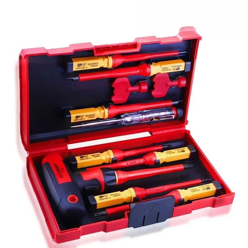 12 In 1 T-shaped Insulated Screwdriver Set Multifunctional Electrician Tool 1000V Slotted Phillips Torx Magnetic Screwdriver Set