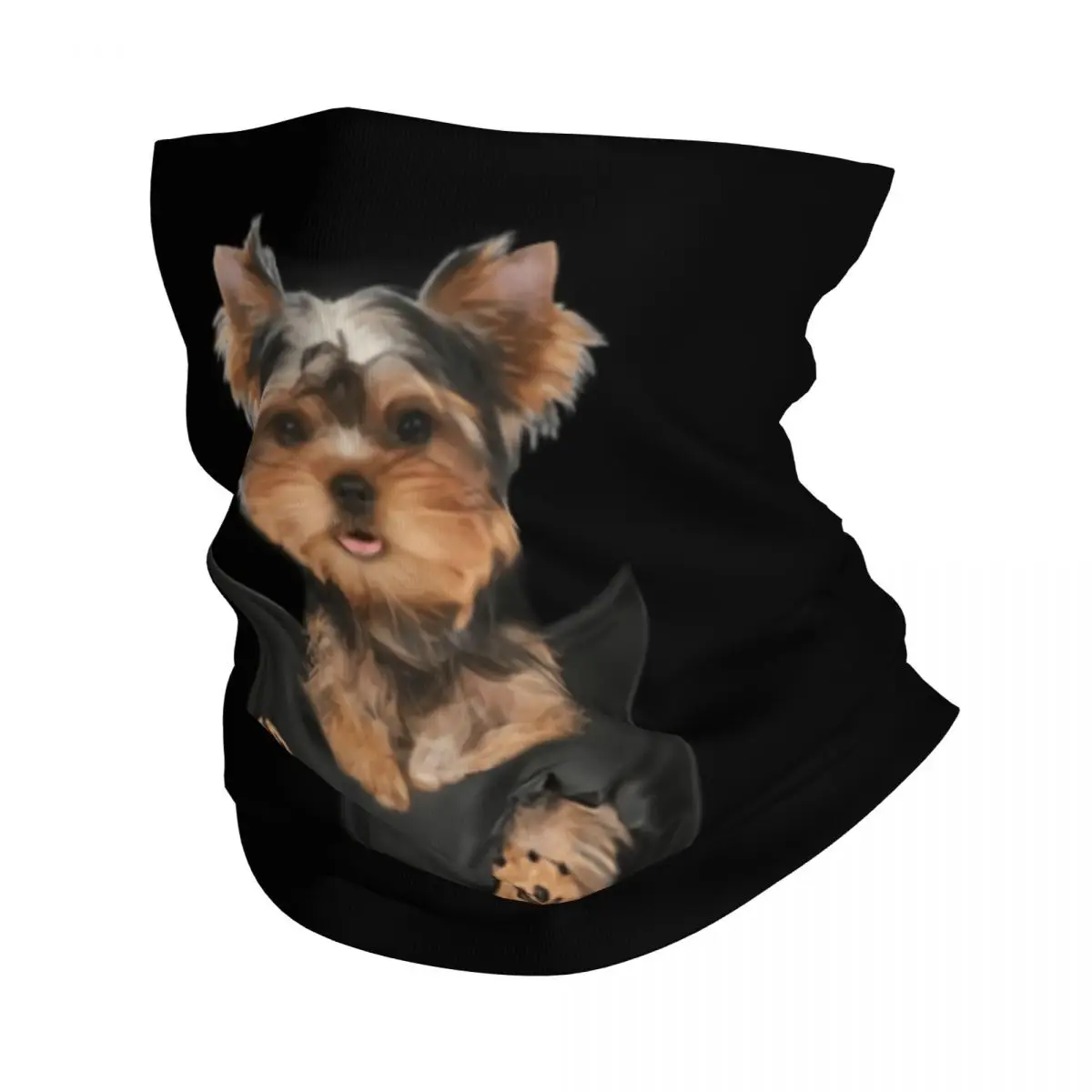 Yorkshire Terrier In Pocket Winter Headband Neck Warmer Ski Running Tube Scarf Yorkie Dog Animal Puppy Face Bandana Gaiter