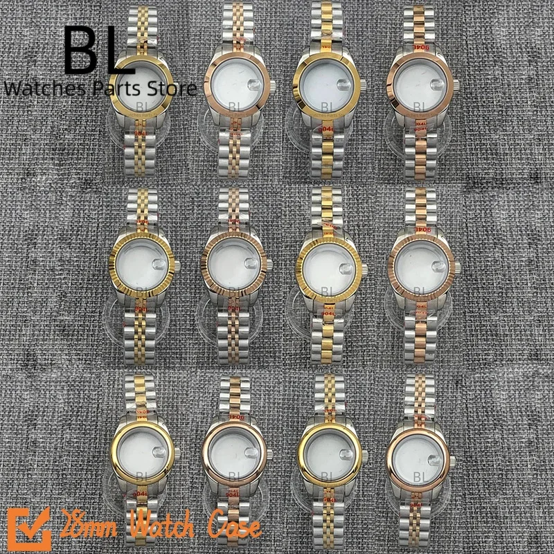 BLIGER двухцветный женский корпус из розового золота 28 мм, сапфировое стекло, нержавеющая сталь, юбилейный президент, подходит для часов NH05 NH06 с механизмом