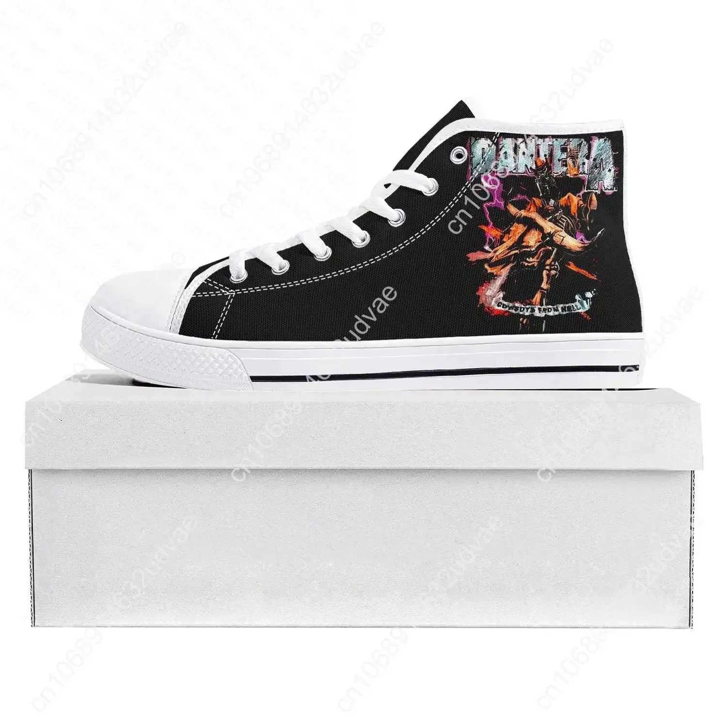 Pantera Metal Band Pop High Top High Quality Sneakers Mens Womens Canvas Sneaker Casual Couple Shoes Custom Shoe White