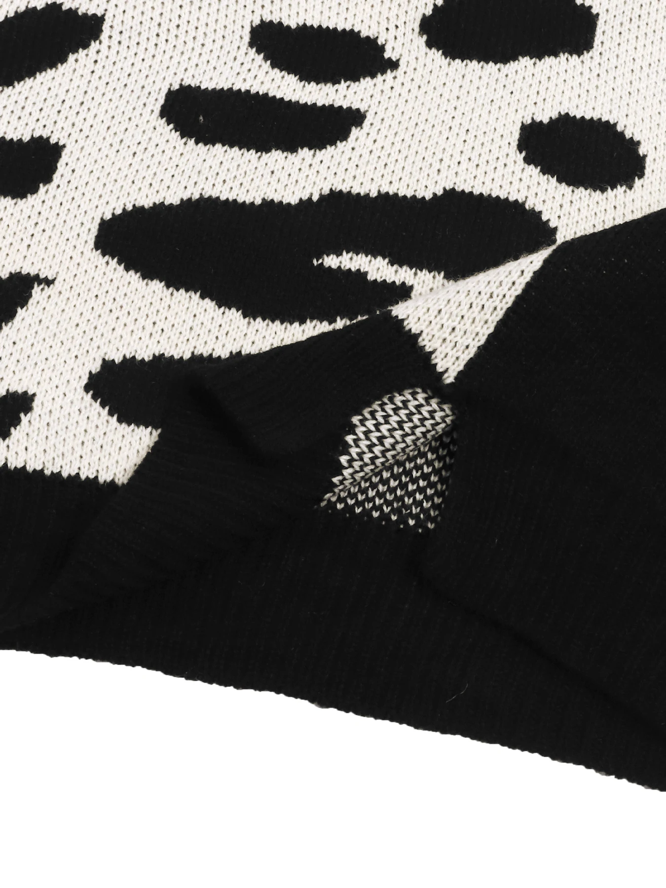 เสื้อสเวตเตอร์ลายสัตว์บล็อกสีสำหรับผู้หญิง แขนยาว คอกลม ทรงหลวม สไตล์ลำลอง ถักนิตติ้ง