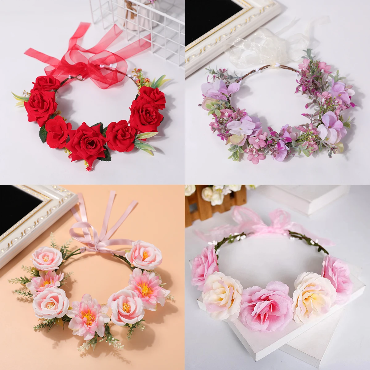 Hand-woven sweet wind flowers dance performance adult children wearing garlands straw bride Mori girl garlands headdress accesso