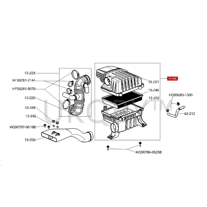 MA1213320 Suitable for Haima 2 M3 Cupid Style assembly, air filter housing, intake filter cover