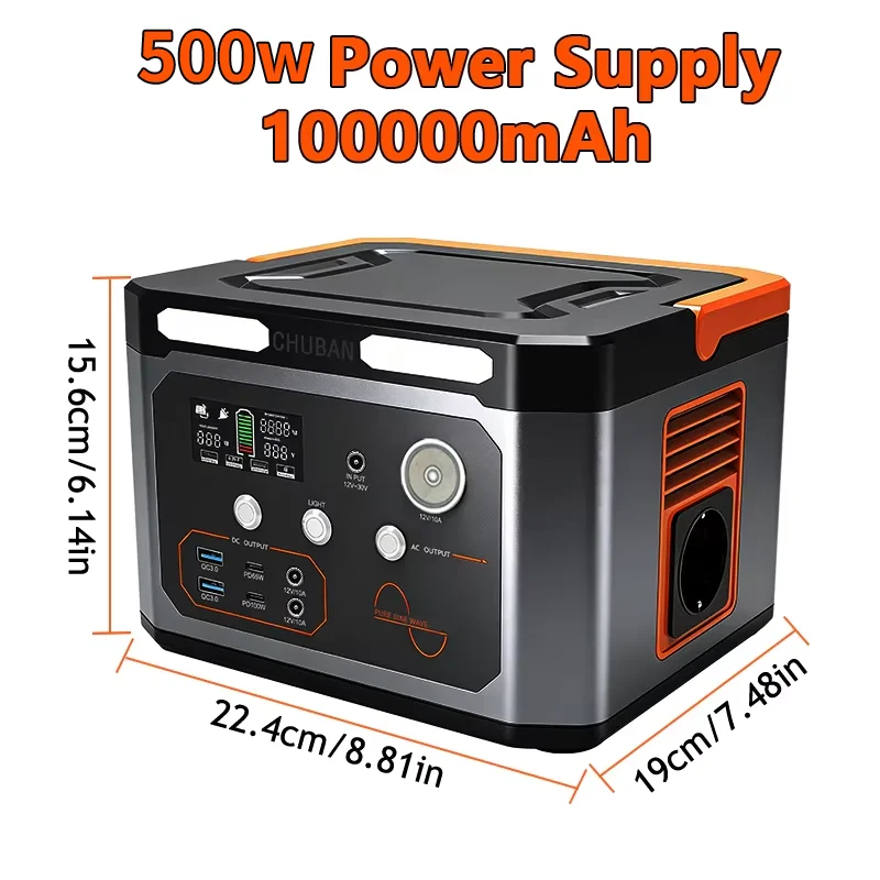 Tragbarer Generator 500W Powerstation 320Wh mit AC-Anschluss Lithium-Batterie für Zuhause, Zelte, Outdoor, Wohnmobil, Camping, Reisen, Ladezyklen: 1200+