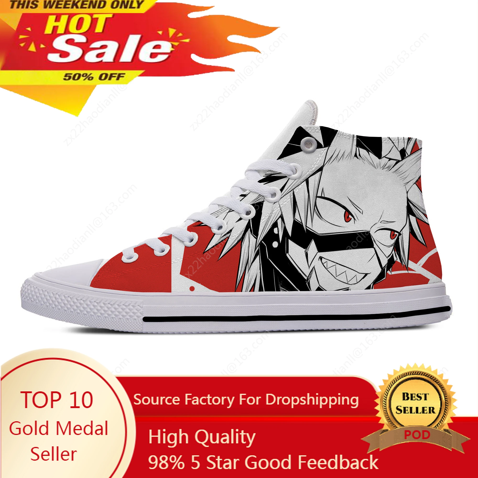 

Japanese Anime My Hero Academia Kirishima Eijiro Casual Cloth Shoes High Top Lightweight Breathable 3D Print Men Women Sneakers