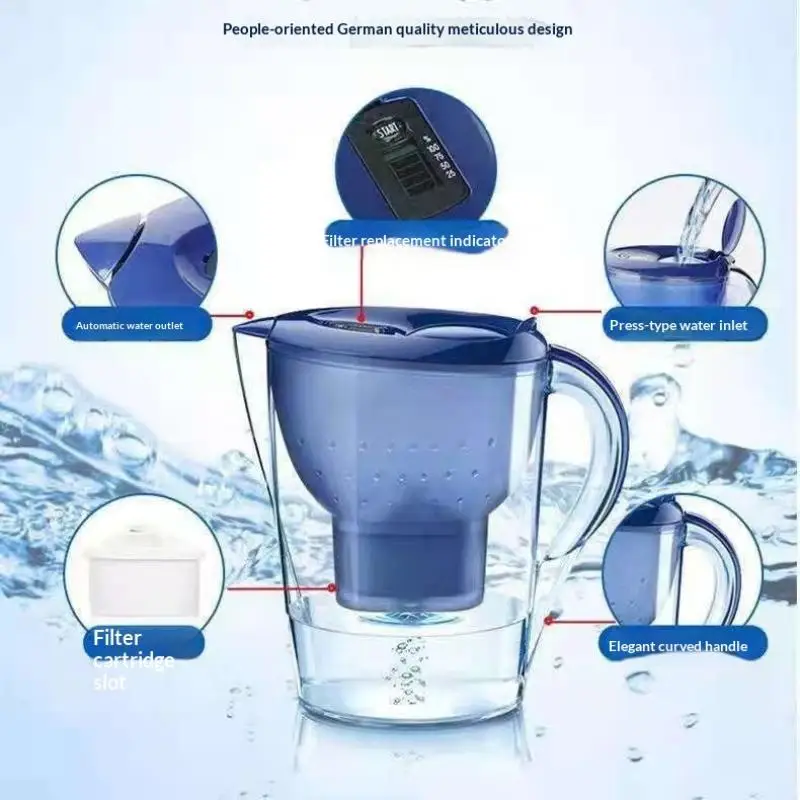 Water Filter Kettle 3.5L Large Capacity 4-Stage Filtration Food Grade Purifier Jug for Household Camping Daily Drinking Use