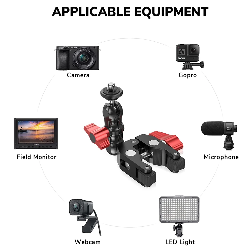 Camera Klem Mount Met 360 ° Balhoofd Arm Voor Slr Veld Monitor Led