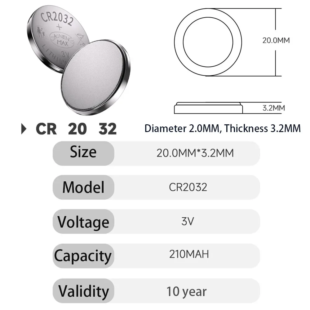 5-50PCS LIR2032 LIR 2032 3.6V Rechargeable Lithium Battery for Toy Car Key Scale Remote Control CR2032 ML2032 Button Coin Cells