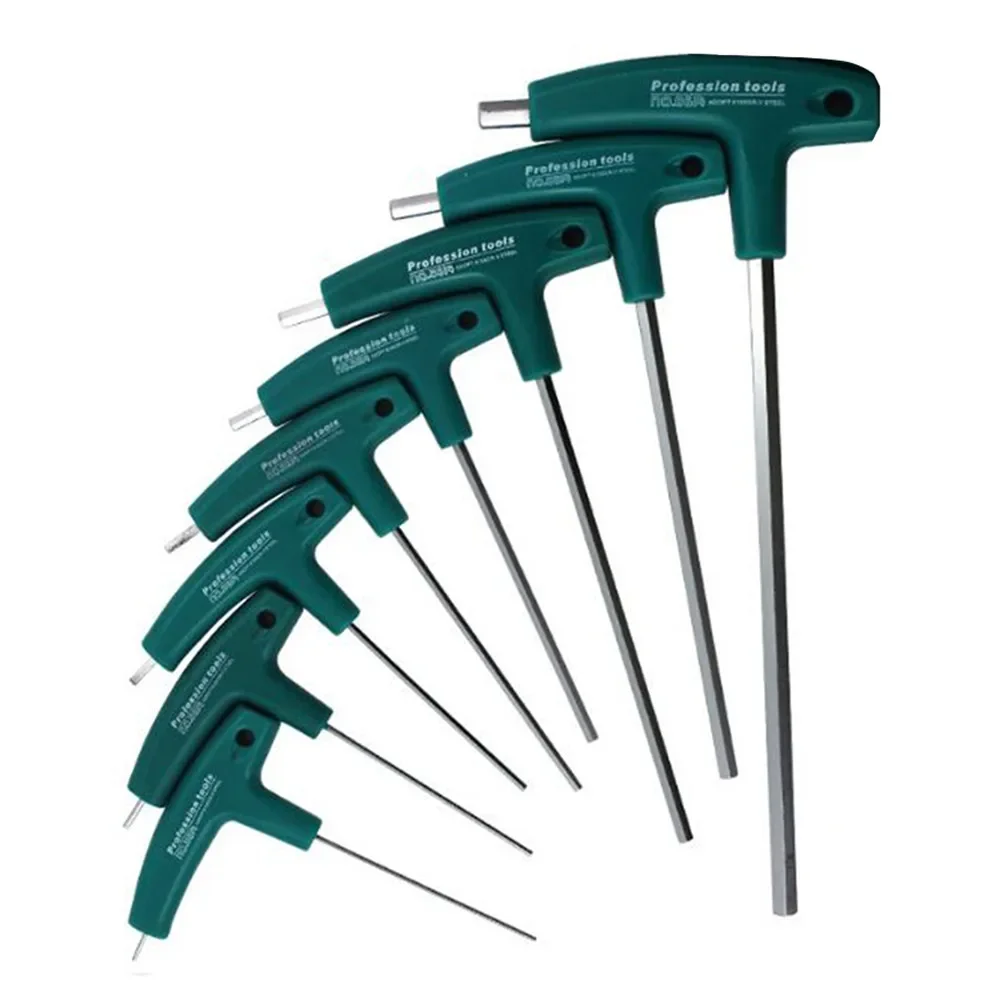 T-Type Hex Key Allen Wrench Set 1.5-10mm Hexagonal Wrench with Rubber Handle for Bicycle Motorcycle Car Repairing Wrench Tools view 4