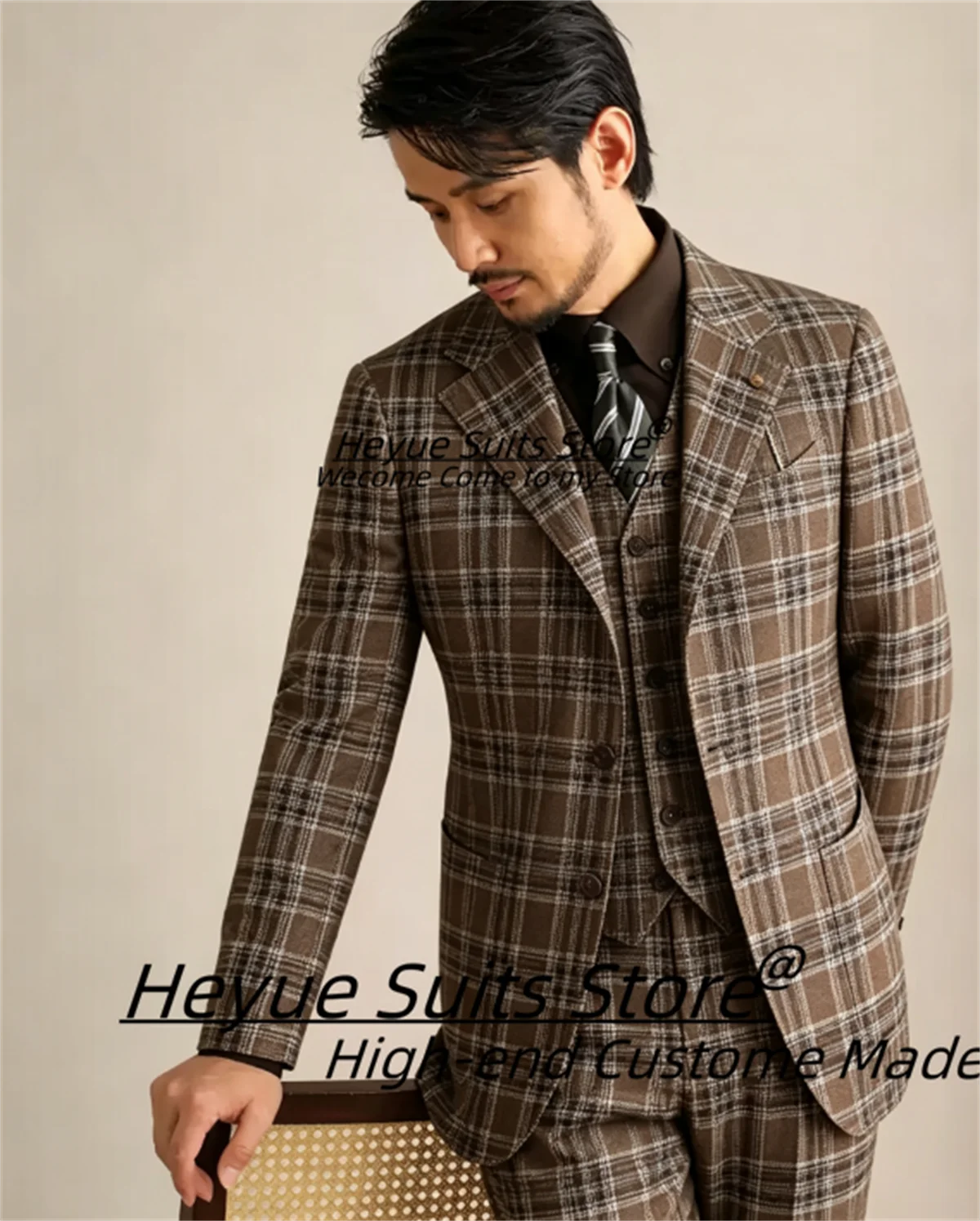 Italian style Classic Stripe Men Suits Customized Slim Fit 3 Pieces Sets Groom Wedding Tuxedos Male Party Blazers Ropa Hombre