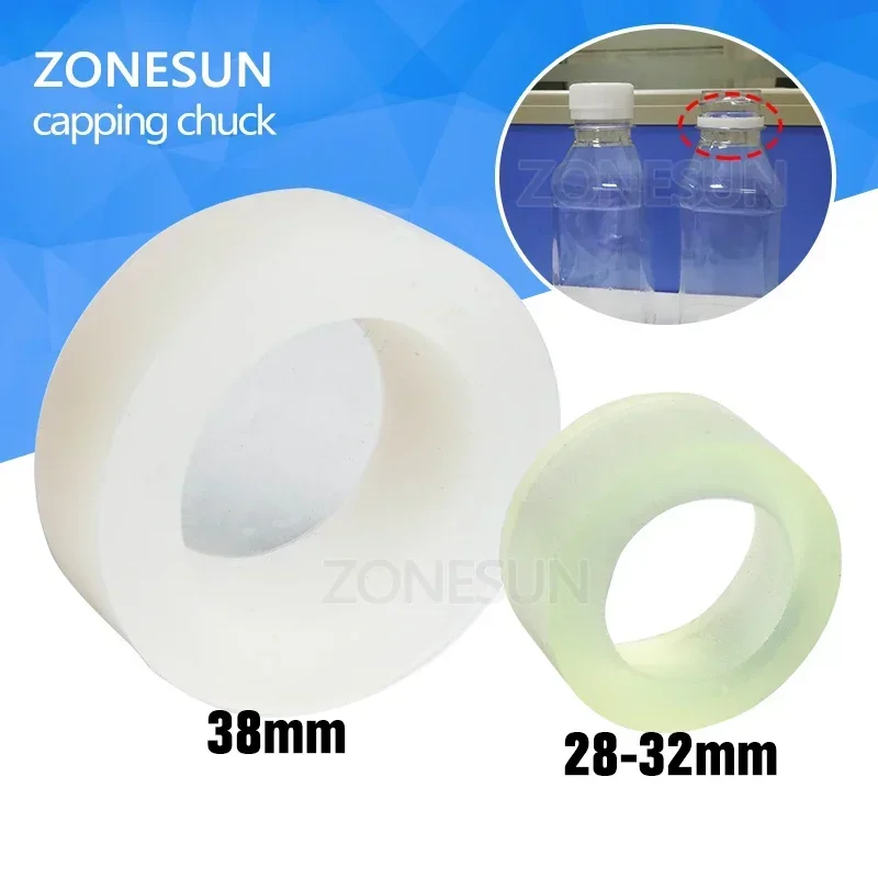 ZONESUN Capping Machine Chuck Cap for Capper 28-32mm 38mm 10- 50mm Round Plastic Bottle with Security Ring Silicone Capping