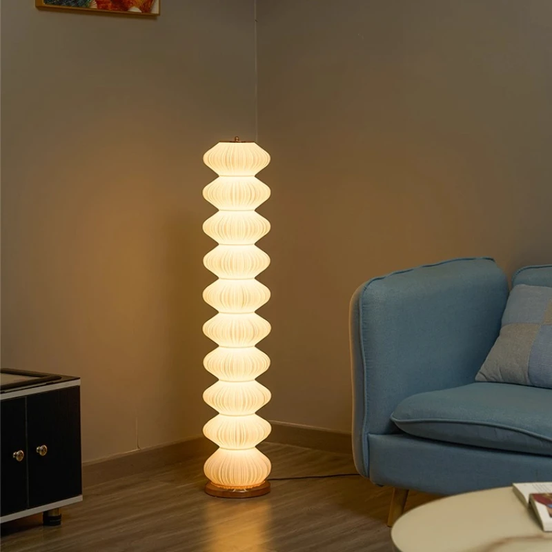 French Creamy Gourd Floor Lamps Hotel Homestay Model Room Home Artistic Decoration Bedroom Living Room Atmosphere Vertical Light