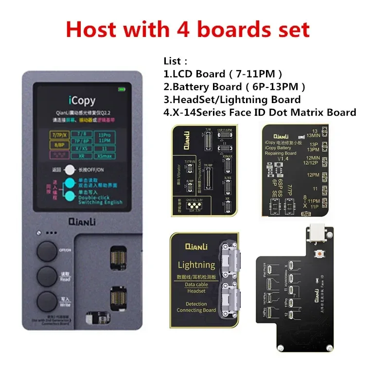 6in1 Qianli ICopy Plus 2.2 LCD Digital Compiler Battery Board for IPhone X XR XSMAX 11 12 13 14 Pro Max Repair EEPROM Programmer