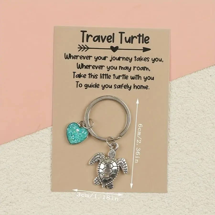 1/5/10/20/50/100pcs Turtle Keychain with Card, Travel-Themed Birthday Gift, Safe Travel Souvenir, Car Trunk Pendant, Turtle, Bir