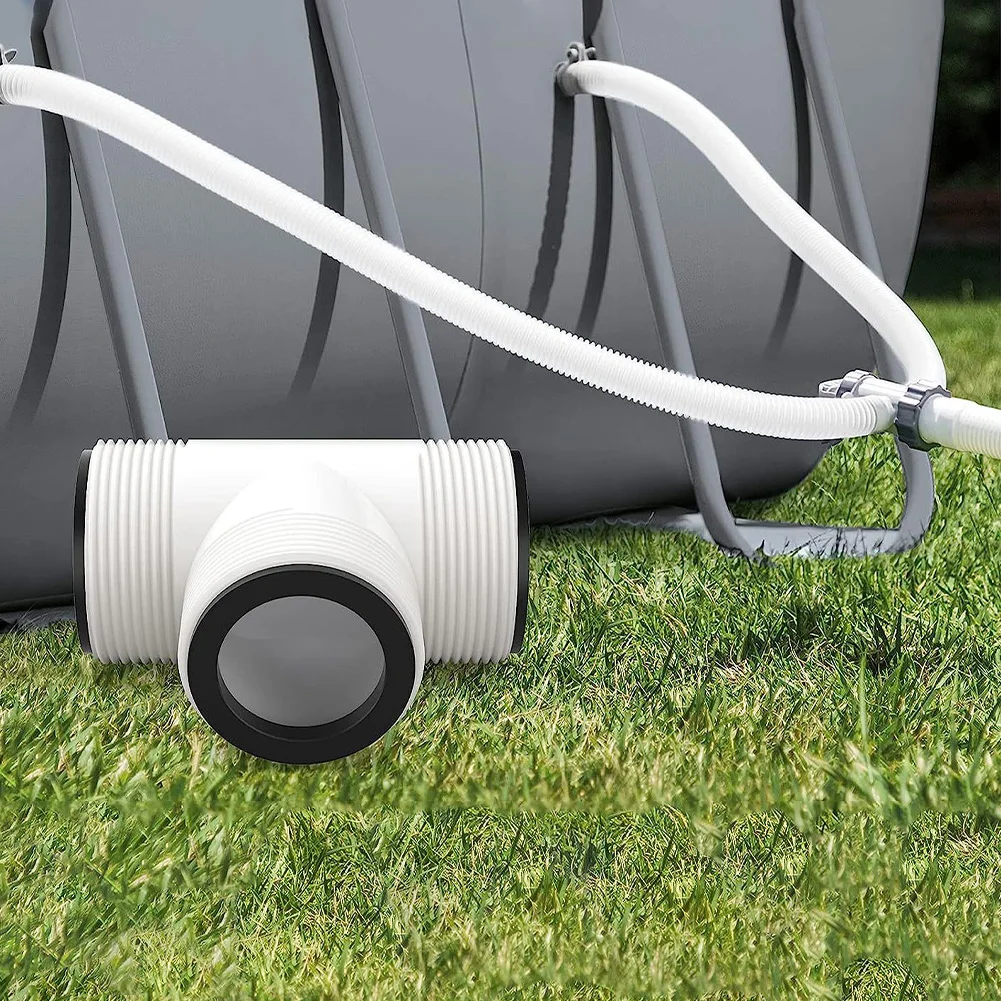 Pool-Schlauch-T-Verteiler mit 3 L-Ringen, Pool-Schlauchverlängerung zur Durchflussregulierung, Poolpumpen-Schlauch-T-Verbinder für Intex Aufstellpools