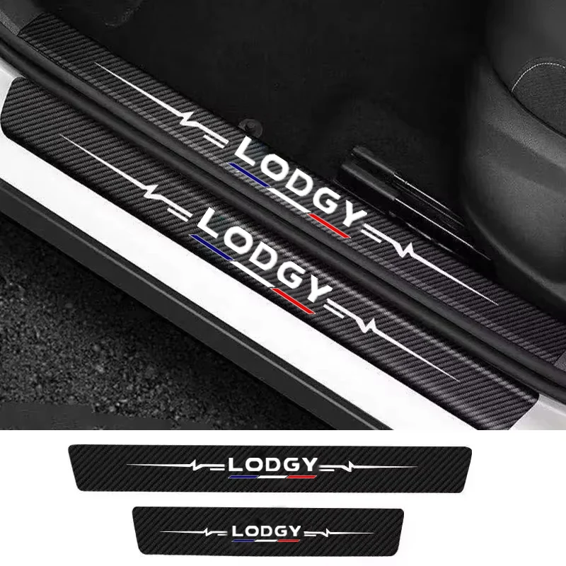 Carbon Fiber Anti Scratch Door Sill Protector Decals For Renault Lodgy Threshold Scuff Plate Film Interior Decor Sticker Badge