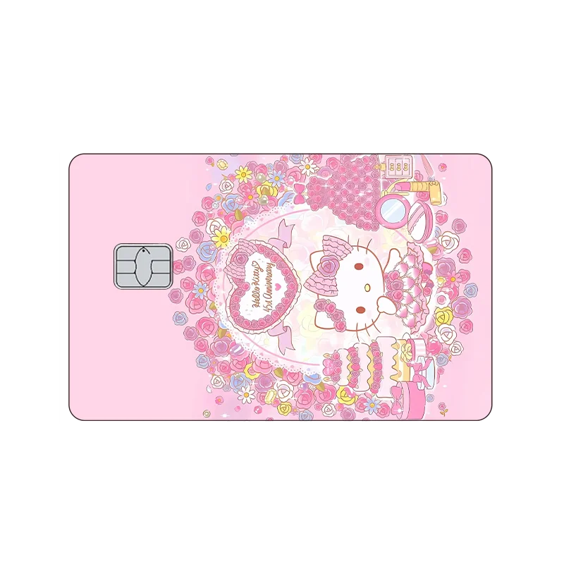 Anime Cartoon Sanrios Laser Bank Traffic Card Small Big No Chip Credit Debit Card Kawaii Glitter Film Skin Sticker Cover Tape